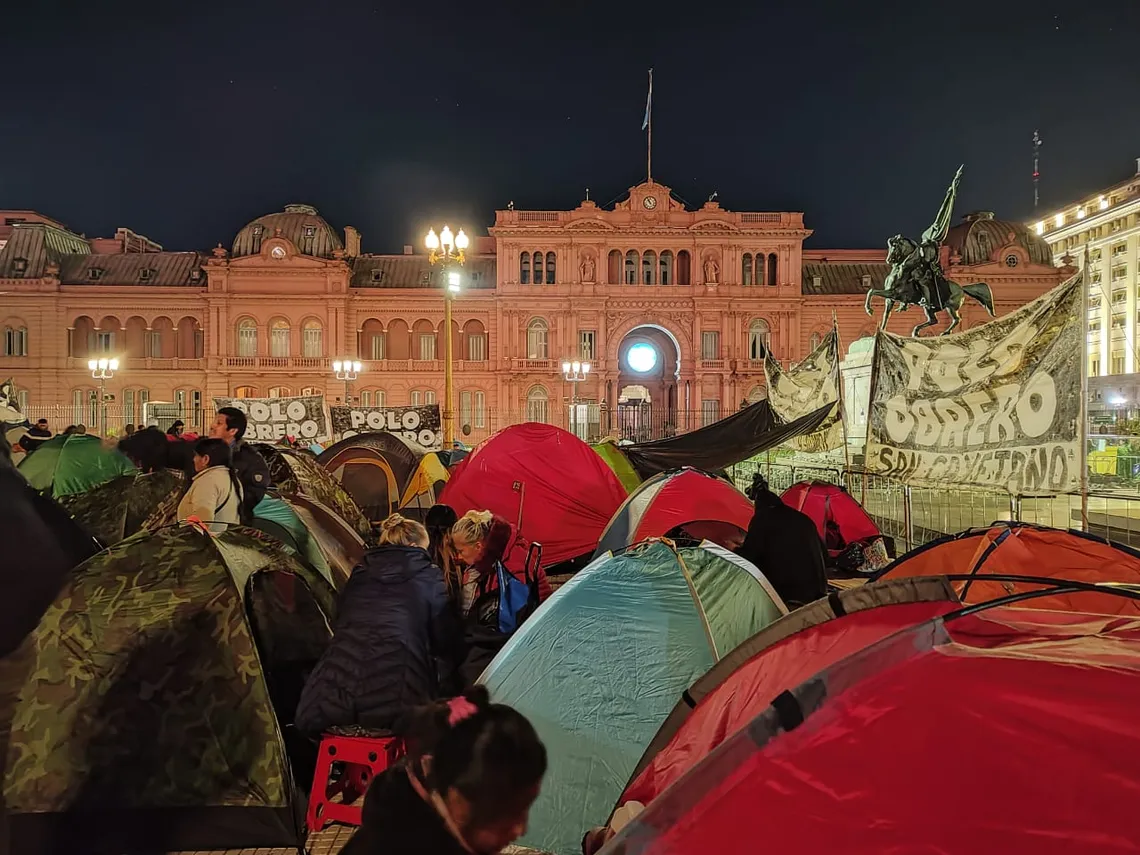 La Unidad Piquetera mantiene el acampe en la Plaza de Mayo