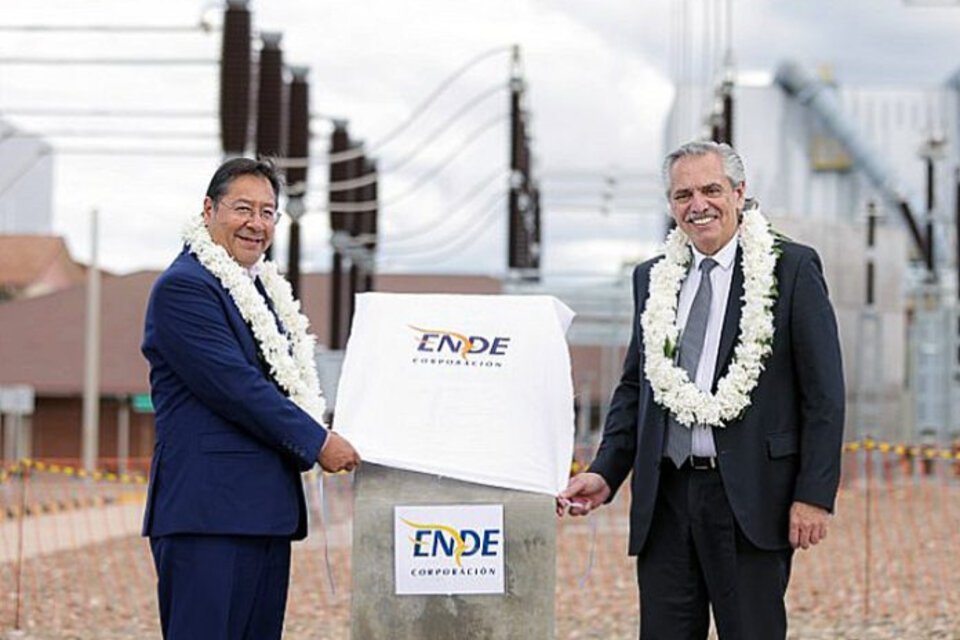 Alberto Fernández y Luis Arce inauguraron el electroducto Juana Azurduy