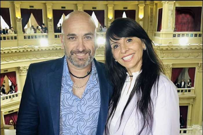 Claudio ciccarelli, y la diputada libertaria lorena villaverde